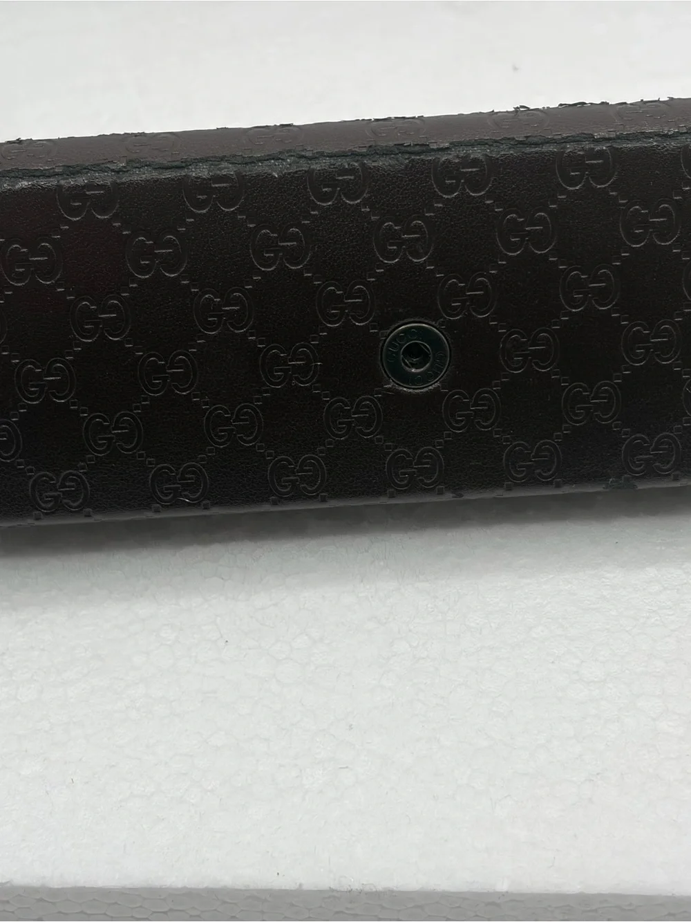 Gucci Brown Embossed GG Leather Glasses Case